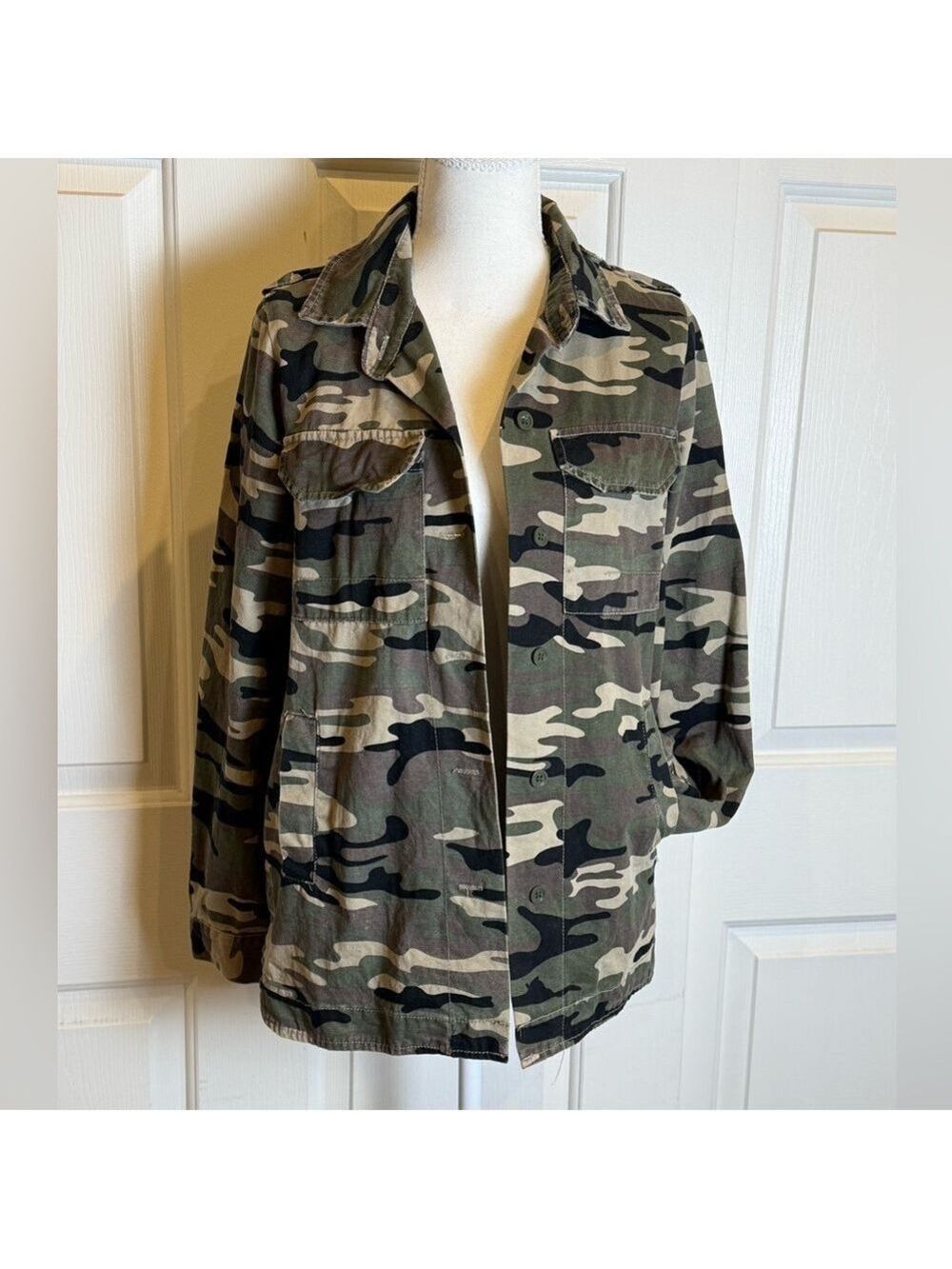 Elodie Camo Utility Jacket Military Style Cotton Button Front Small - Picture 2 of 11